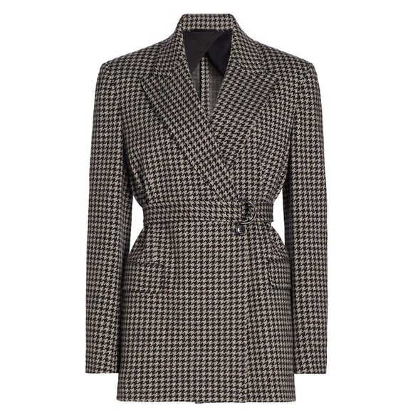 MaxMara Kabala Houndstooth Belted Blazer Sz 10